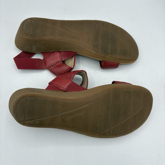BareTraps Sandals Womens Size 9.5 Melody Ankle Strappy Red Leather Slip‎ On - Picture 8 of 8